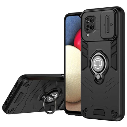 For Samsung Galaxy A12 Case Slide Camshield Kickstand PC+TPU Phone Cover