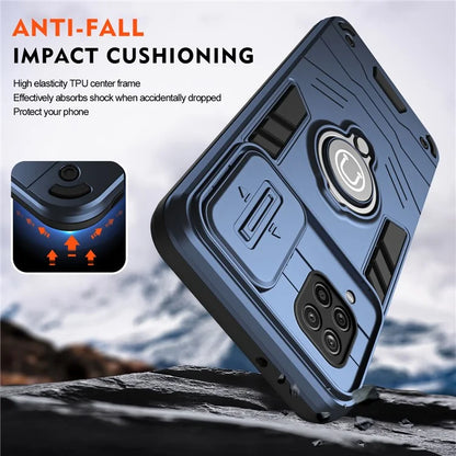 For Samsung Galaxy A12 Case Slide Camshield Kickstand PC+TPU Phone Cover