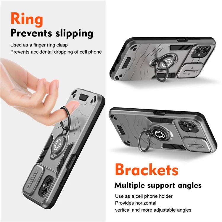 For Samsung Galaxy A04e 4G / M04 4G / F04 4G Kickstand Case PC+TPU Slim-Fit Phone Cover