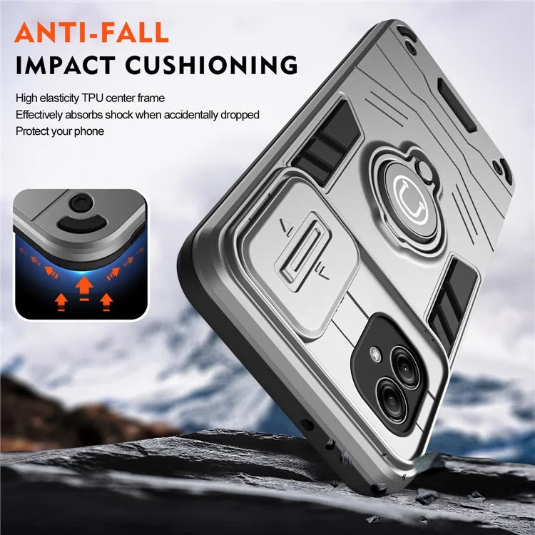 For Samsung Galaxy A04e 4G / M04 4G / F04 4G Kickstand Case PC+TPU Slim-Fit Phone Cover