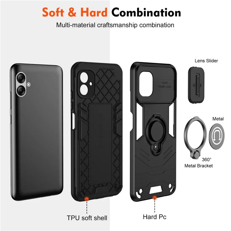 For Samsung Galaxy A04e 4G / M04 4G / F04 4G Kickstand Case PC+TPU Slim-Fit Phone Cover