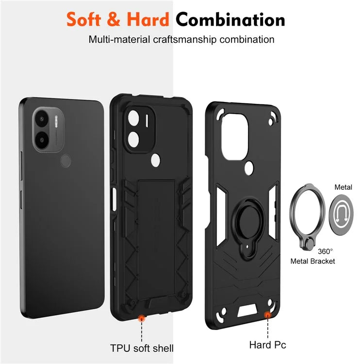 For Xiaomi Redmi A1+ 4G / A2+ 4G / Poco C50 4G Case PC+TPU Kickstand Phone Cover
