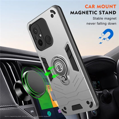 For Xiaomi Poco C55 4G / Redmi 12C 4G Slim-Fit Phone Case PC+TPU+Metal Kickstand Phone Cover