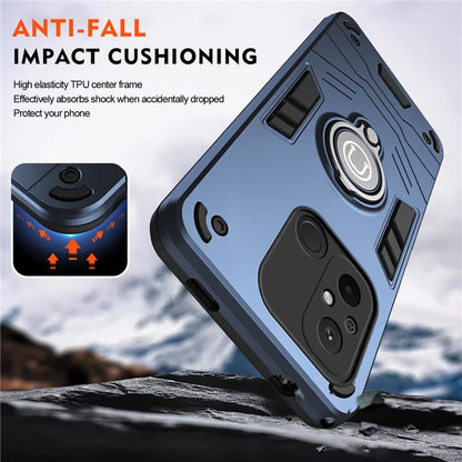 For Xiaomi Poco C55 4G / Redmi 12C 4G Slim-Fit Phone Case PC+TPU+Metal Kickstand Phone Cover