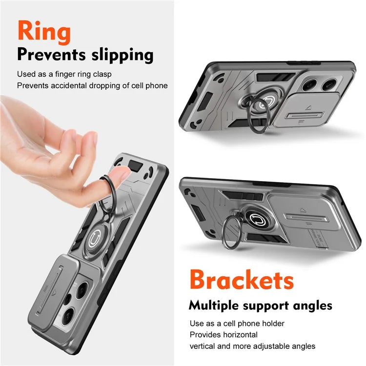 For Xiaomi Poco X5 Pro 5G / Redmi Note 12 Pro 5G / Note 12 Pro Speed 5G Case Slide Lens Lid TPU+PC Phone Cover