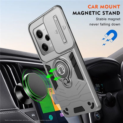 For Xiaomi Poco X5 Pro 5G / Redmi Note 12 Pro 5G / Note 12 Pro Speed 5G Case Slide Lens Lid TPU+PC Phone Cover
