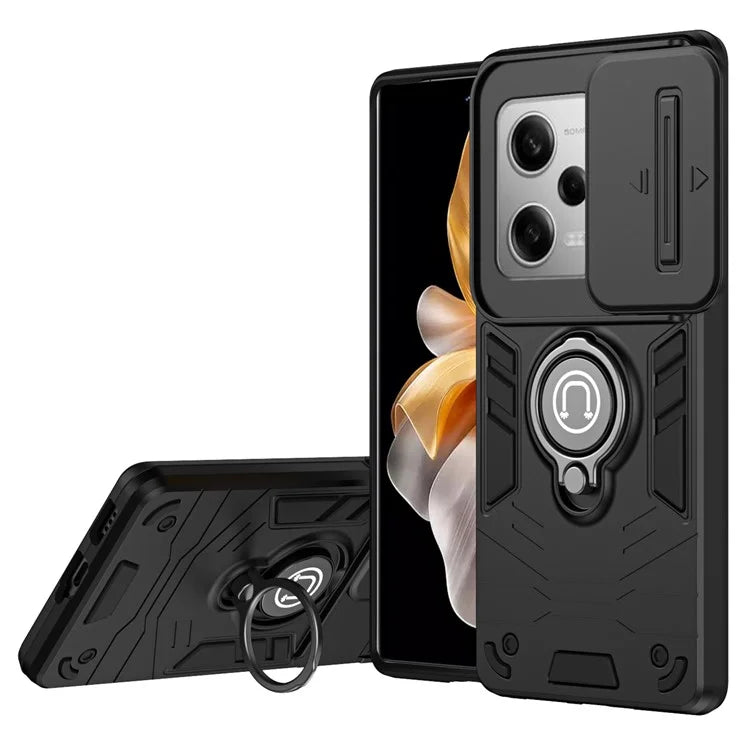 For Xiaomi Poco X5 Pro 5G / Redmi Note 12 Pro 5G / Note 12 Pro Speed 5G Case Slide Lens Lid TPU+PC Phone Cover
