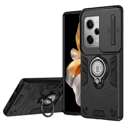 For Xiaomi Poco X5 Pro 5G / Redmi Note 12 Pro 5G / Note 12 Pro Speed 5G Case Slide Lens Lid TPU+PC Phone Cover