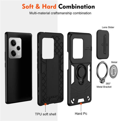 For Xiaomi Poco X5 Pro 5G / Redmi Note 12 Pro 5G / Note 12 Pro Speed 5G Case Slide Lens Lid TPU+PC Phone Cover