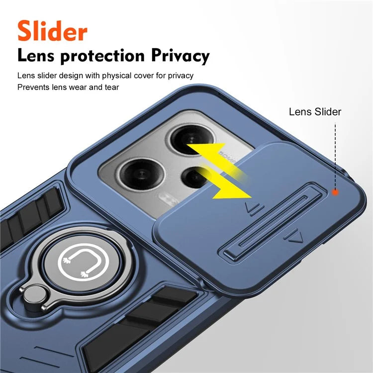 For Xiaomi Poco X5 Pro 5G / Redmi Note 12 Pro 5G / Note 12 Pro Speed 5G Case Slide Lens Lid TPU+PC Phone Cover