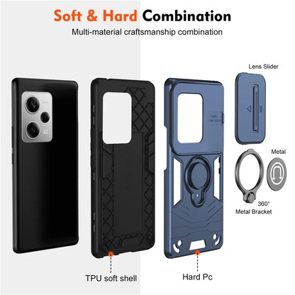 For Xiaomi Poco X5 Pro 5G / Redmi Note 12 Pro 5G / Note 12 Pro Speed 5G Case Slide Lens Lid TPU+PC Phone Cover