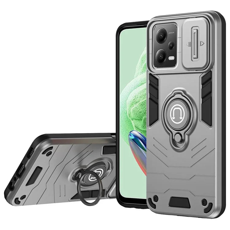 For Xiaomi Redmi Note 12 5G (China) / (India) / (Global) / Poco X5 5G Case Kickstand PC+TPU Phone Cover