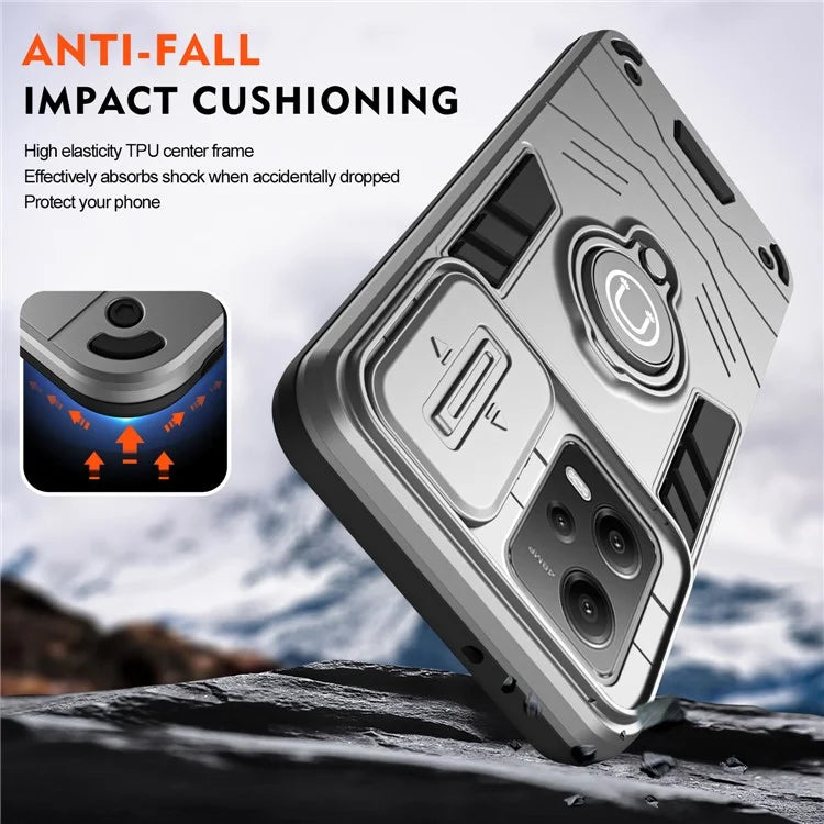 For Xiaomi Redmi Note 12 5G (China) / (India) / (Global) / Poco X5 5G Case Kickstand PC+TPU Phone Cover