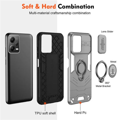 For Xiaomi Redmi Note 12 5G (China) / (India) / (Global) / Poco X5 5G Case Kickstand PC+TPU Phone Cover