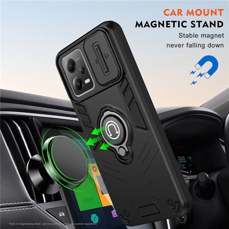 For Xiaomi Redmi Note 12 5G (China) / (India) / (Global) / Poco X5 5G Case Kickstand PC+TPU Phone Cover