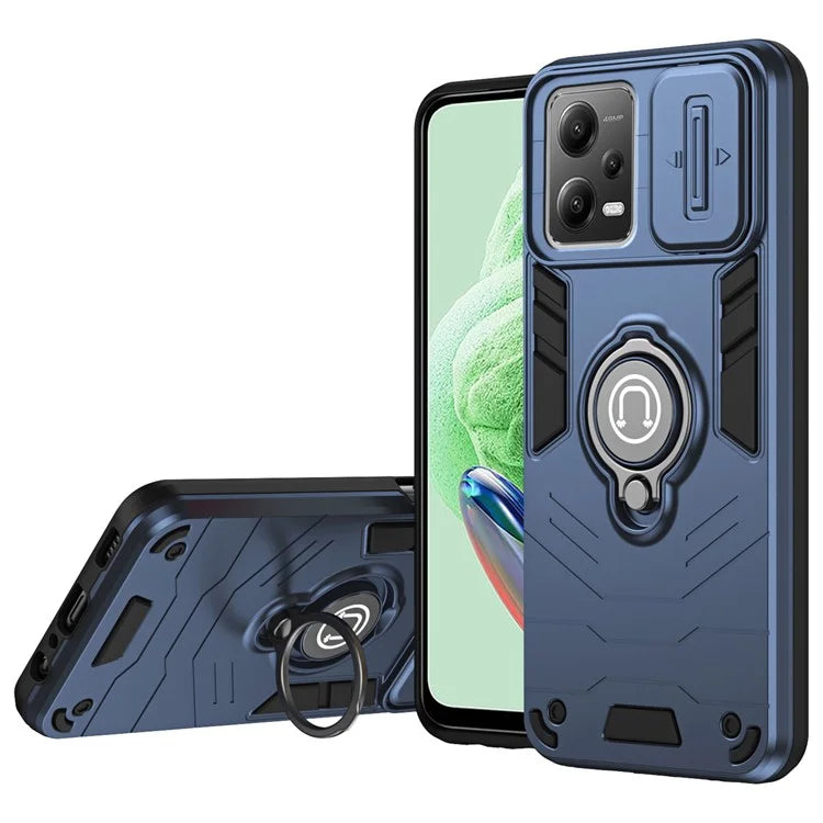 For Xiaomi Redmi Note 12 5G (China) / (India) / (Global) / Poco X5 5G Case Kickstand PC+TPU Phone Cover