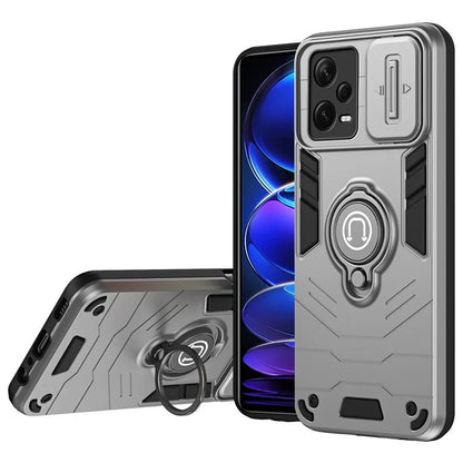 For Xiaomi Redmi Note 12 Pro+ 5G Case Slide Lens Protection PC+TPU Phone Cover Ring Holder