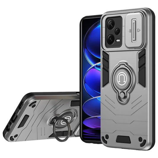 For Xiaomi Redmi Note 12 Pro+ 5G Case Slide Lens Protection PC+TPU Phone Cover Ring Holder