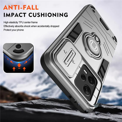 For Xiaomi Redmi Note 12 Pro+ 5G Case Slide Lens Protection PC+TPU Phone Cover Ring Holder