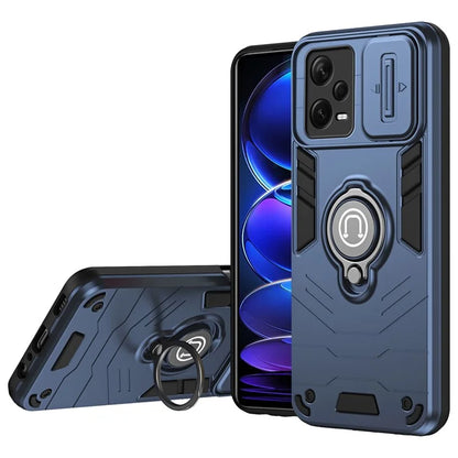For Xiaomi Redmi Note 12 Pro+ 5G Case Slide Lens Protection PC+TPU Phone Cover Ring Holder