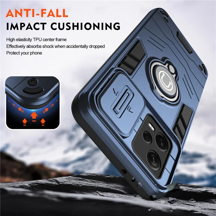 For Xiaomi Redmi Note 12 Pro+ 5G Case Slide Lens Protection PC+TPU Phone Cover Ring Holder