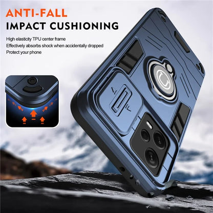 For Xiaomi Redmi Note 12 Pro+ 5G Case Slide Lens Protection PC+TPU Phone Cover Ring Holder