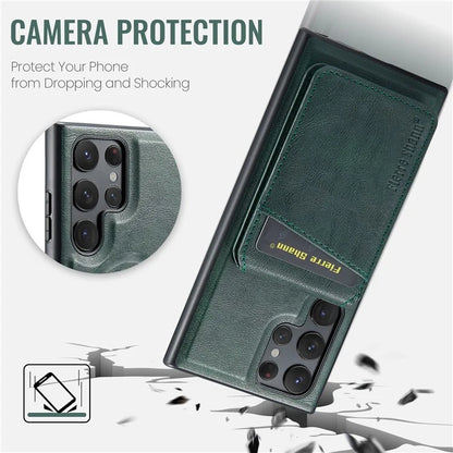 FIERRE SHANN 025 Style For Samsung Galaxy S24 Ultra Case Leather+TPU Card Slots Phone Cover