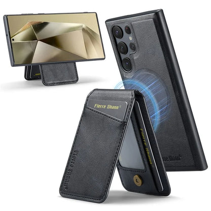 FIERRE SHANN 025 Style For Samsung Galaxy S24 Ultra Case Leather+TPU Card Slots Phone Cover