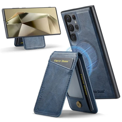 FIERRE SHANN 025 Style For Samsung Galaxy S24 Ultra Case Leather+TPU Card Slots Phone Cover