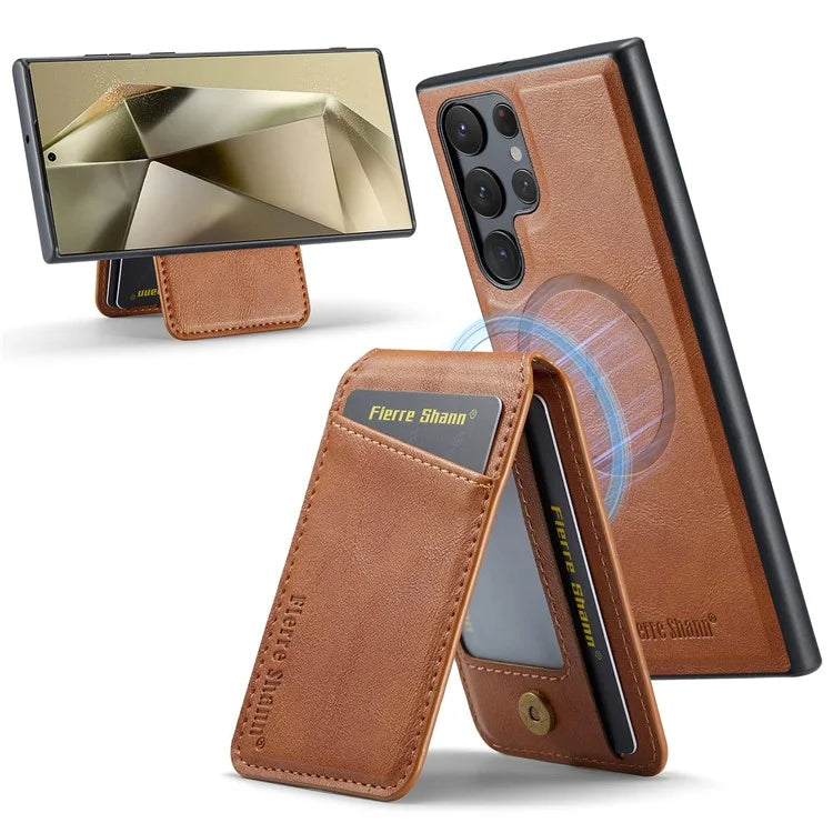 FIERRE SHANN 025 Style For Samsung Galaxy S24 Ultra Case Leather+TPU Card Slots Phone Cover