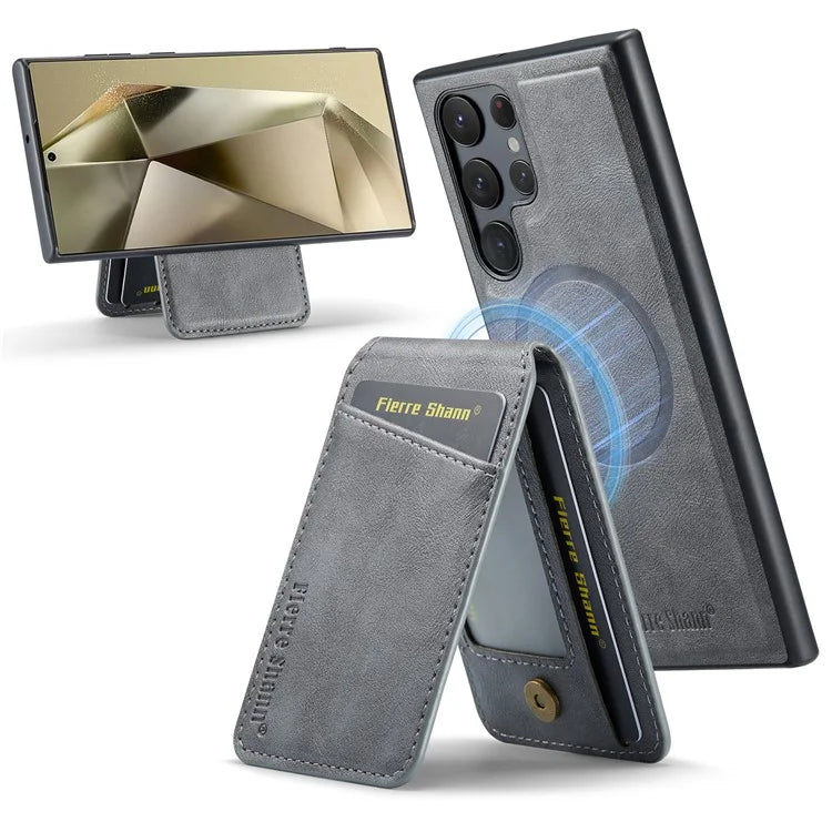 FIERRE SHANN 025 Style For Samsung Galaxy S24 Ultra Case Leather+TPU Card Slots Phone Cover