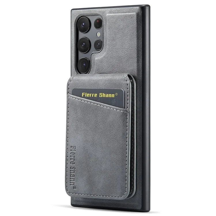 FIERRE SHANN 025 Style For Samsung Galaxy S24 Ultra Case Leather+TPU Card Slots Phone Cover