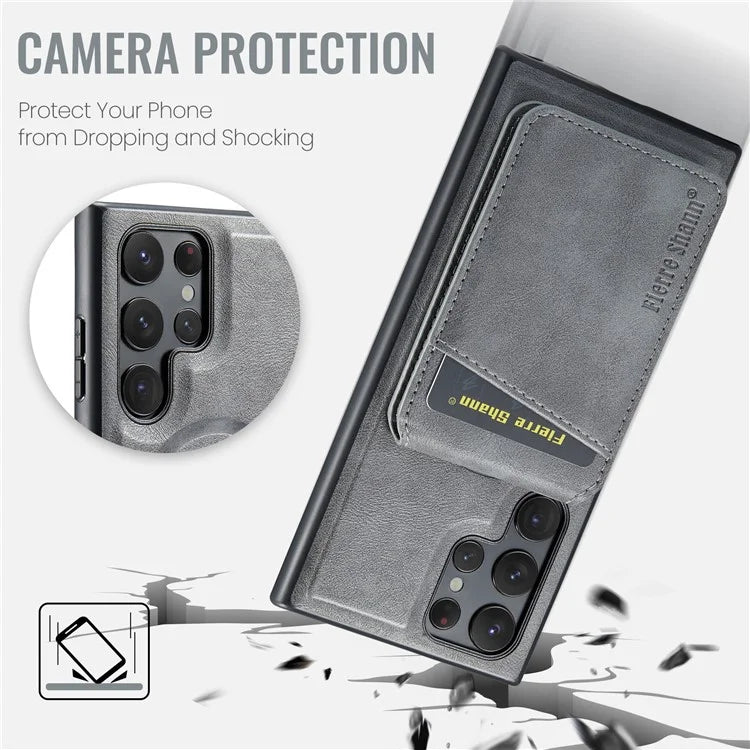 FIERRE SHANN 025 Style For Samsung Galaxy S24 Ultra Case Leather+TPU Card Slots Phone Cover