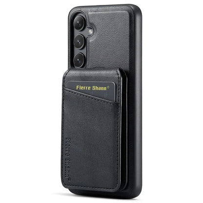 FIERRE SHANN 025 Style For Samsung Galaxy S24+ Kickstand Case Card Holder PU+TPU Phone Cover