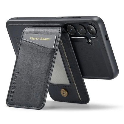 FIERRE SHANN 025 Style For Samsung Galaxy S24+ Kickstand Case Card Holder PU+TPU Phone Cover