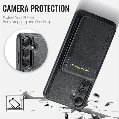FIERRE SHANN 025 Style For Samsung Galaxy S24+ Kickstand Case Card Holder PU+TPU Phone Cover