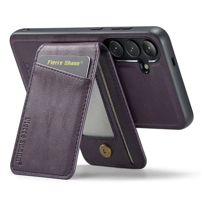 FIERRE SHANN 025 Style For Samsung Galaxy S24+ Kickstand Case Card Holder PU+TPU Phone Cover
