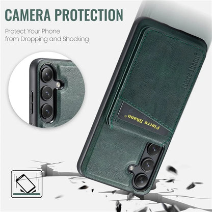 FIERRE SHANN 025 Style For Samsung Galaxy S23 FE Case Card Bag PU+TPU Phone Cover with Kickstand