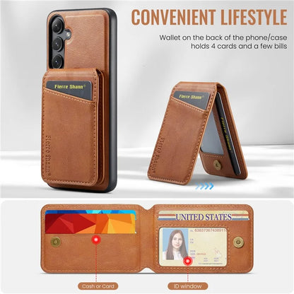 FIERRE SHANN 025 Style For Samsung Galaxy S23 FE Case Card Bag PU+TPU Phone Cover with Kickstand