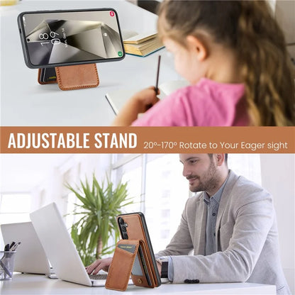 FIERRE SHANN 025 Style For Samsung Galaxy S23 FE Case Card Bag PU+TPU Phone Cover with Kickstand