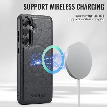 FIERRE SHANN 025 Style For Samsung Galaxy S23 FE Case Card Bag PU+TPU Phone Cover with Kickstand