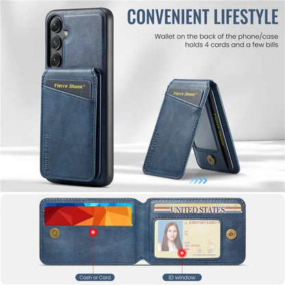 FIERRE SHANN 025 Style For Samsung Galaxy S23 FE Case Card Bag PU+TPU Phone Cover with Kickstand