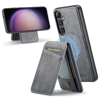 FIERRE SHANN 025 Style For Samsung Galaxy S23 FE Case Card Bag PU+TPU Phone Cover with Kickstand