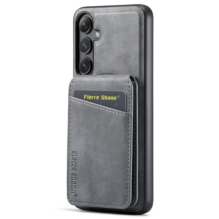 FIERRE SHANN 025 Style For Samsung Galaxy S23 FE Case Card Bag PU+TPU Phone Cover with Kickstand