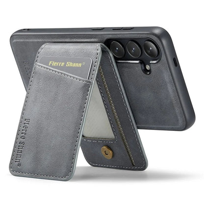 FIERRE SHANN 025 Style For Samsung Galaxy S23 FE Case Card Bag PU+TPU Phone Cover with Kickstand