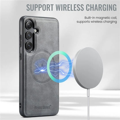 FIERRE SHANN 025 Style For Samsung Galaxy S23 FE Case Card Bag PU+TPU Phone Cover with Kickstand