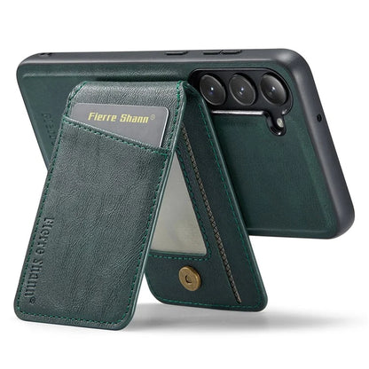 FIERRE SHANN 025 Style For Samsung Galaxy S23+ Case Card Holder Kickstand PU+TPU Phone Shell