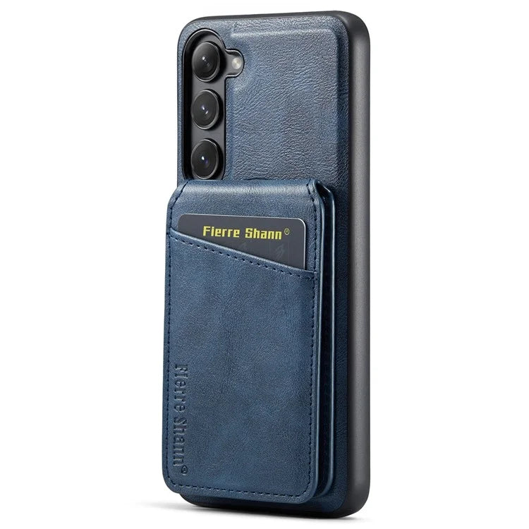 FIERRE SHANN 025 Style For Samsung Galaxy S23+ Case Card Holder Kickstand PU+TPU Phone Shell