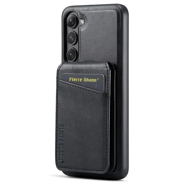 FIERRE SHANN 025 Style For Samsung Galaxy S23+ Case Card Holder Kickstand PU+TPU Phone Shell