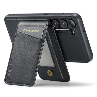 FIERRE SHANN 025 Style For Samsung Galaxy S23+ Case Card Holder Kickstand PU+TPU Phone Shell